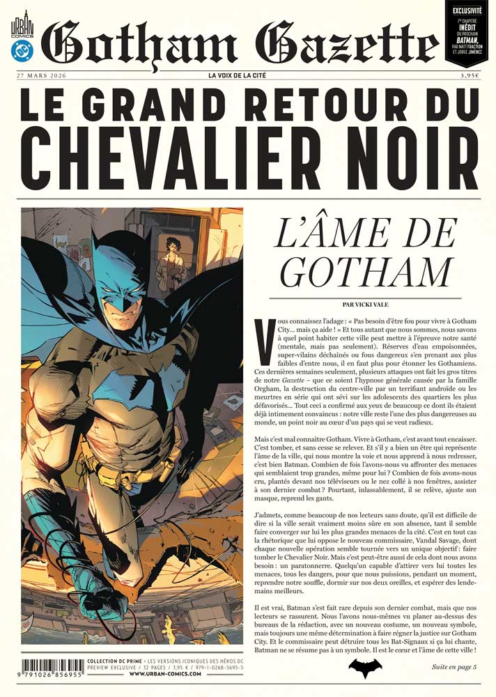 Gotham Gazette 1 : Preview Batman 1 de Matt Fraction